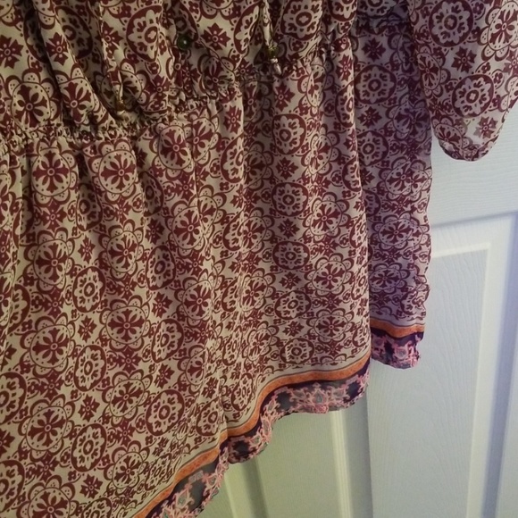 Red Patterned Long Sleeve Romper - Picture 3 of 6